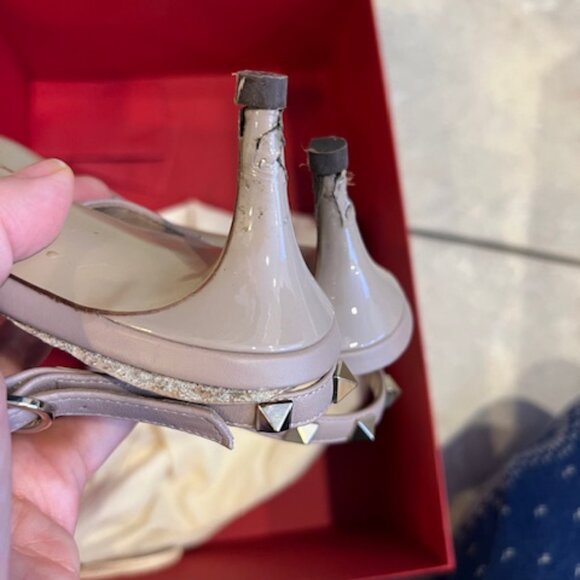 Valentino Garavani Rockstud Patent Leather Slingback Pumps 40 EU- kitten heel - Picture 14 of 14